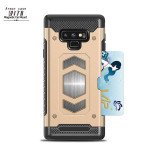 Wholesale Galaxy Note 9 Metallic Plate Case Work with Magnetic Holder and Card Slot (Black)